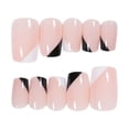 thumbnail image 3 of 24 Piezas de Uñas Postizas Cortas Cuadradas, Prensa Francesa Blanca y Negra en Uñas Cortas, Uñas Postizas de Moda con Pegamento para Mujeres y Niñas, Uñas Postizas Cuadradas para Pegar en Nail Ar, 3 of 5