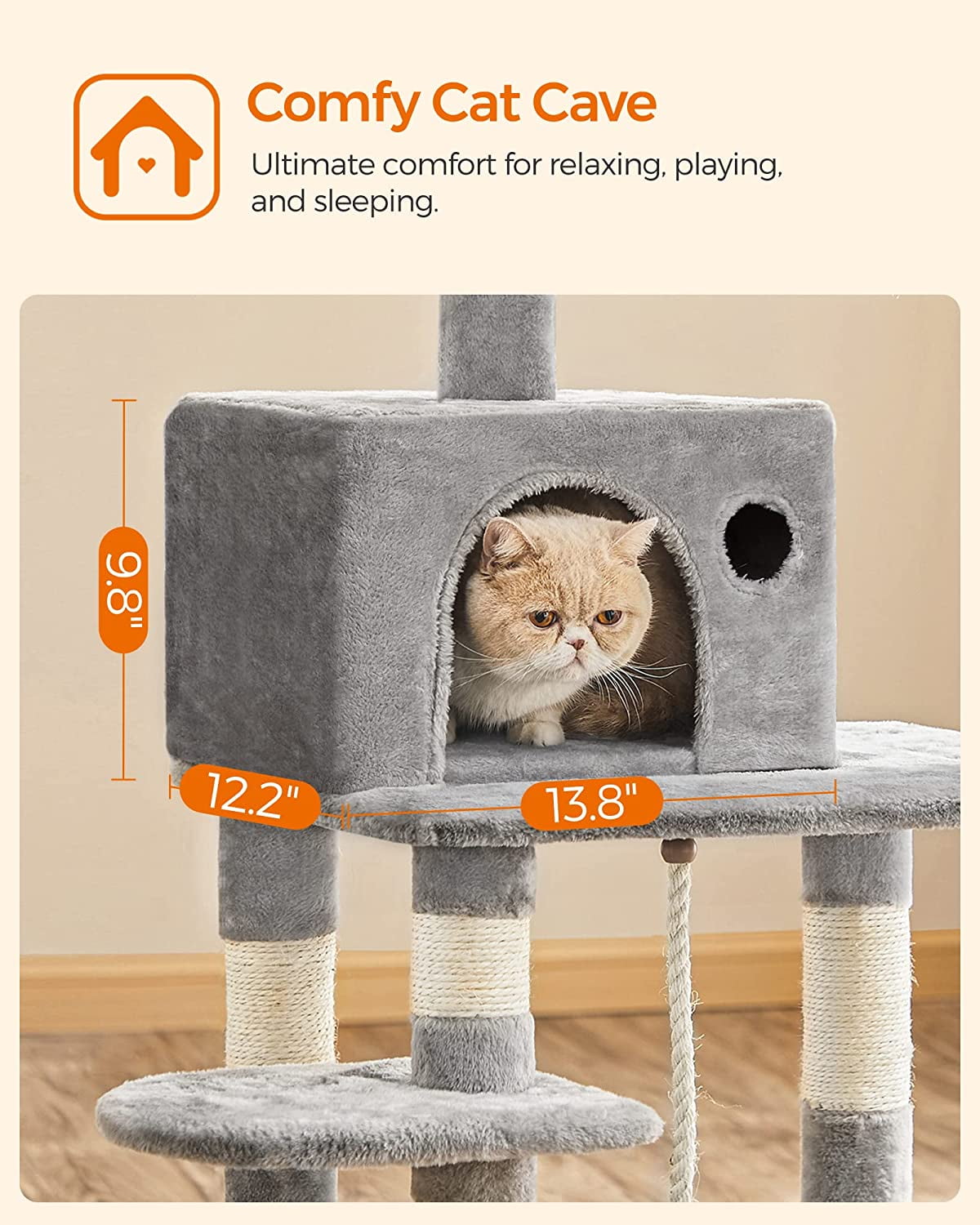 56.3" Cat Tree Cat Tower Cat Condo with Scratching Posts for Indoor Cats Light Gray