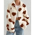 thumbnail image 2 of Women's Fleece Sherpa Jacket Heart Print Full Zip Loose Winter Warm Coat Valentine's Day Gifts Winter Outerwear Shermie, 2 of 4