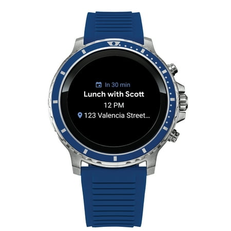 Citizen - CZ Smart HR Heart Rate Smartwatch 46mm Blue Silicon Stainless Steel watch, Powered by Google Wear OS - Blue