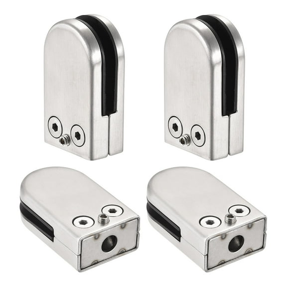 Stainless Steel Glass Clamp, 4Pcs Glass Clip Round Flat Bottom Glass Bracket for Thickness 6-8mm Glass