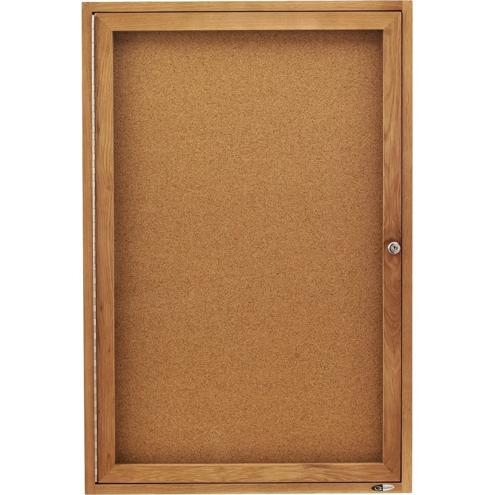 Quartet, QRT363, Oak Frame Enclosed Cork Bulletin Board, 1 / Each ...