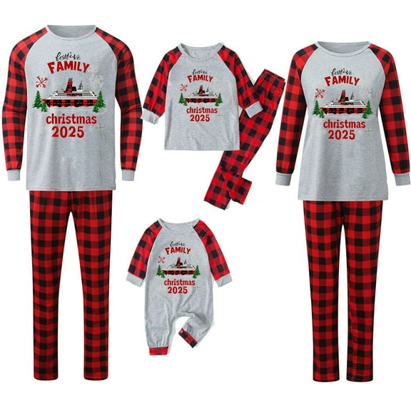 REORIAFEE Family Christmas Pajamas Matching Sets 2 Piece Plus Size Loungewear Long Sleeve Top and Pant Plaid Soft Sleepwear Multicolor S-3XL