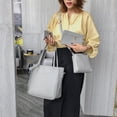 thumbnail image 2 of 4 unids/set patrón Litchi mujeres bolsos de hombro embrague Totes tarjetero (gris) Tmvgtek Oficina Multiescena Multifunción, 2 of 9