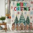 thumbnail image 3 of Shower Curtain 60"W x 72"L Christmas Trees Gingerbread Man Snowflake Linen Fabric Shower Curtains Set with Hooks Water Repellent Bathroom Curtains Machine Washable Bathroom Accessories, 3 of 9