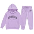 thumbnail image 4 of Girls Sweatpants Size 10-12 - Girls Outfits Hoodies Letter Print Sweatshirt Stylish Everyday Wear Casual Winter Two Piece Set (Purple,9-10 Years), 4 of 4