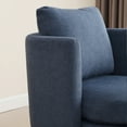 thumbnail image 5 of Modern Accent Chair with Ottoman, Reading Barrel Chair with Footrest, 30.7" Wide Round Upholstered Comfy Armchair with Throw Pillow Reading Chair with Solid Wood Legs for Living Room Bedroom(Navy), 5 of 7