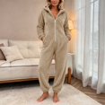 thumbnail image 2 of Purcolt Women's Flannel Fleece Hooded Jumpsuits Casual Long Sleeve Zip-up Onesie Pajamas Winter Warm One Piece Casual Loungewear with Pockets, 2 of 9