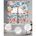 thumbnail image 2 of Red Blue Coral Coastal Swag Curtains for Living Room/Bedroom Windows, Nautical Summer Beach Fish Kitchen Curtains and Valances Set 36 Inch Length, Light Filtering Swags Valance Curtain Panels, 2 of 5