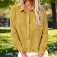 thumbnail image 1 of Neewe Womens Smocked Cuffed Striped Plain Shirt Casual Collar Long Sleeve Oversized Button Down Blouse Tops with Pocket Shirred, 1 of 7