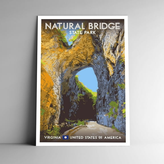 Natural Bridge State Park Virginia Vintage Travel Poster / Postcard WPA Style Retro