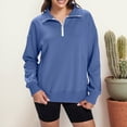 thumbnail image 2 of Ediodpoh Womens Sweatshirts Half Zip Pullover Cropped Comfort Fall Loose Outfits Fashion Long Sleeve Hoodies for Women Blue L, 2 of 5