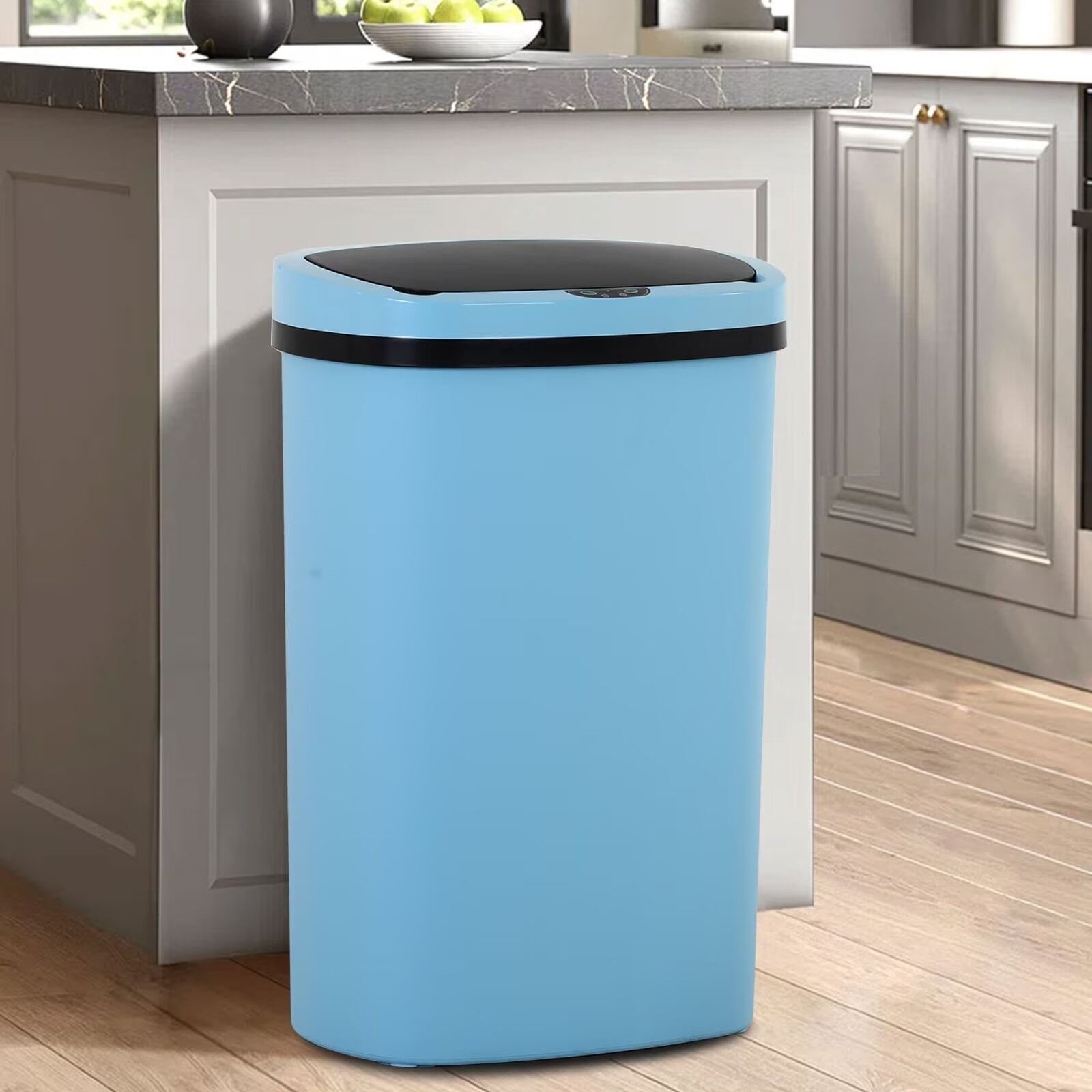 YRLLENSDAN,Kitchen Trash Cans 13 Gallon,Kitchen Garbage Can with Lid,Automatic Trash Cans Touchless,Simple Human Trash Can,BLUE,3 Pack