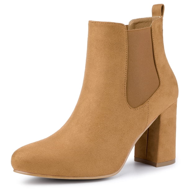 Botines de Chelsea Allegra K punta Redonda Tacones Gruesos para Mujer marrón 40