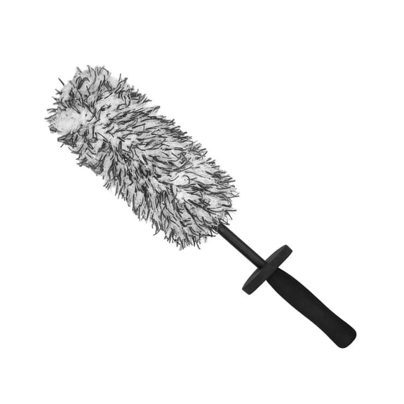 Wheel Brush, Long Handle Microfiber Car Duster, Car Accessories, Multipurpose Cleaning Tool for Wheel Exterior and Interior（Black）
