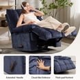thumbnail image 5 of Oversized Rocker Recliner Chair, Manual Swivel Rocker Recliner for Living Room, Overstuffed Rocking Chair with Breathable Velvety Fabric, Soft Padded Headrest and Armrest, Darkblue, 5 of 7