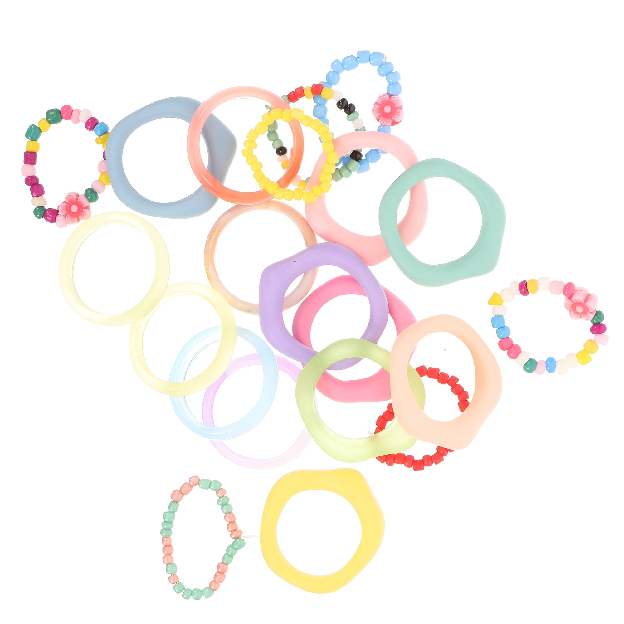 TELOLY 21 Pcs Toe Rings for Women Silver Colorful Resin Smooth Patterned