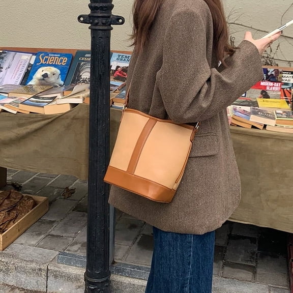Korean panelled Bucket Bags for Women new PU leather Shoulder bag female Handbags and purses Casual Crossbody Bag bolsas