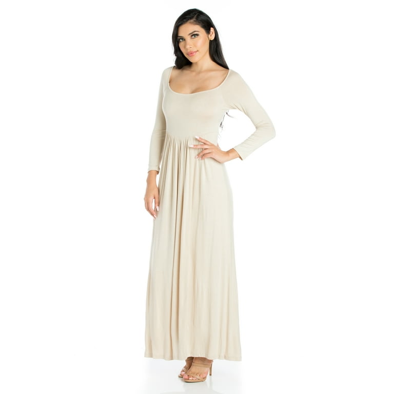 24 7 Comfort Apparel Women s Empire Waist Long Sleeve Maxi Dress