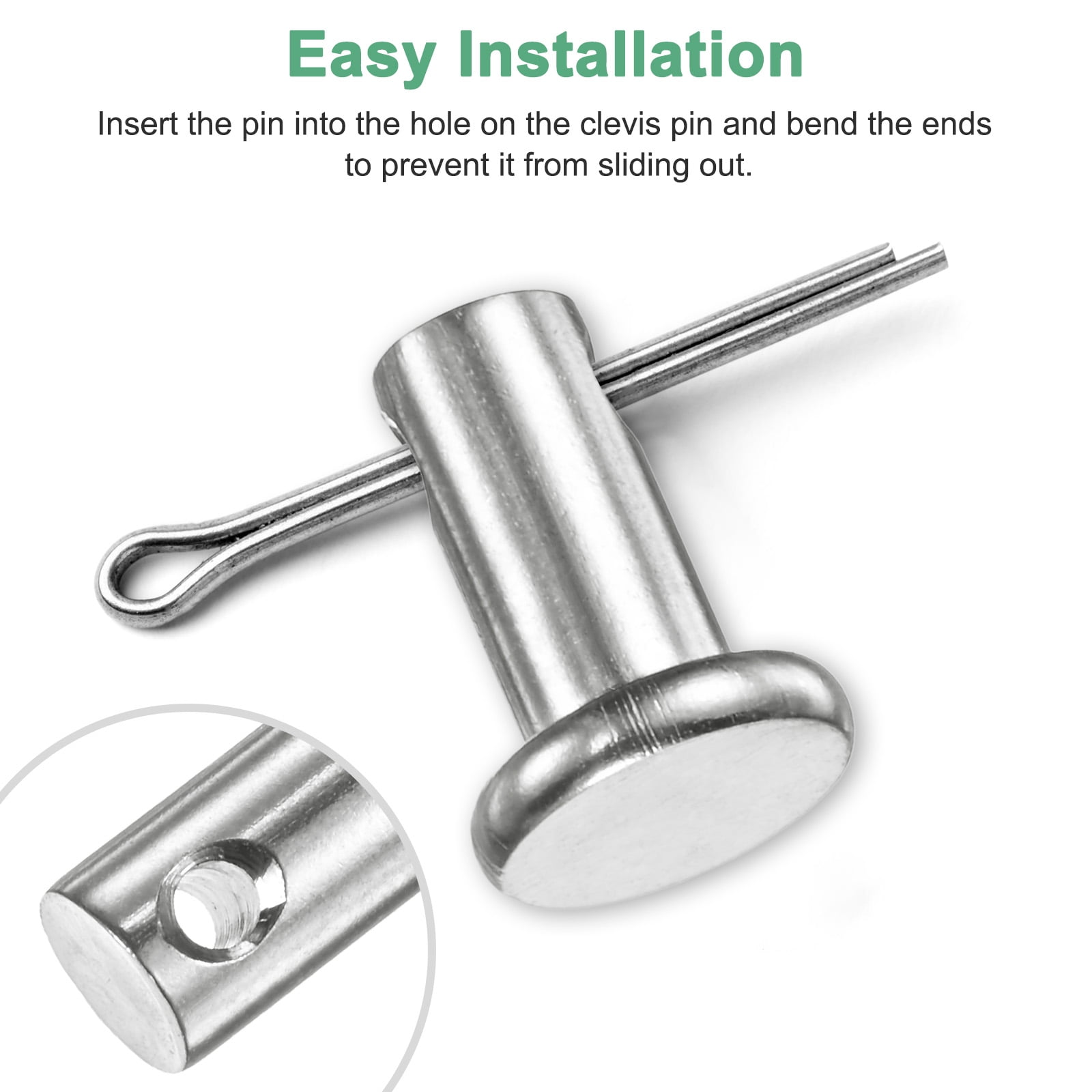 Uxcell 20-Pack Single Hole Clevis Pins, M6 x 100mm 304 Stainless Steel Flat Head Clevis Pins
