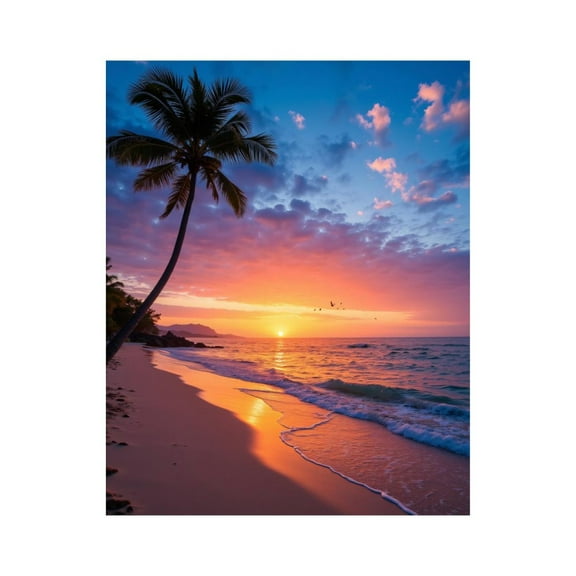 Paint by Numbers Kit for Adults, Tropical Sunset Beach Palm Waves Paint by Numbers, Easy Paint by Numbers Kit for Adults Beginner, DIY Adult Paint by Number Kits on Canvas, 12x16in Home Decor