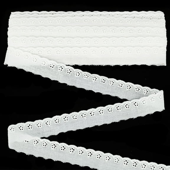 1card 15 Yards Embroidery Flower Lace Trim Wavy Edged Ribbon Garment Accessories WhiteSmoke 1 inch(25mm)