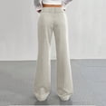 thumbnail image 5 of Women's Soft Stretchy Wide Leg Pants for Women, Mid Elastic Waist, Straight Leg Solid Color, Business Casual Work Office Lounge, Womens Trousers Cropped Pants | UKHCCC,Gray M, 5 of 8