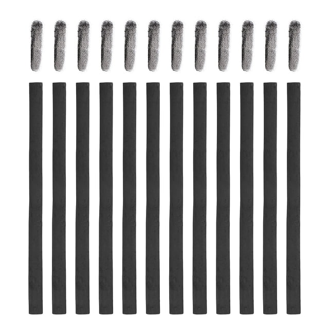 Uxcell 12Pcs Palos de Carbón de Sauce, Lápices de Carbón Negro de 7-9mm, Lápices de Grafito para Artistas, Principiantes, Aficionados, Dibujo, Sombreado, Bellas Artes