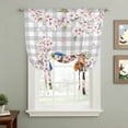 thumbnail image 2 of Birds Floral Balloon Curtains for Windows, Bedroom Curtains 54 Inch Length, Farmhouse Country Pink Flower Leaf Grey Plaid Tie Up Curtains Panels Thermal Insulated Bathroom Curtains Window 42"x54", 2 of 8