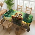 thumbnail image 3 of RKSupls Rectangle Dining Tablecloth Cute Sloth Sign Jungle Animal Print, Washable Wipeable Stain & Wrinkle Resistant Polyester Tablecloth for Kitchen Picnic Party, 3 of 7