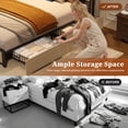 thumbnail image 4 of Bolvdo Rustic Queen Size Bed Frame with LED Lights, Bookcase Headboard & Storage Drawers, Metal Support, No Box Spring Needed, Beige, 4 of 7