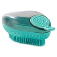 thumbnail image 1 of Mom's Best Cepillo de baño para mascotas, masajeador y cepillado, con dispensador de jabón y champú, exfoliante corporal de silicona suave, color verde menta., 1 of 2