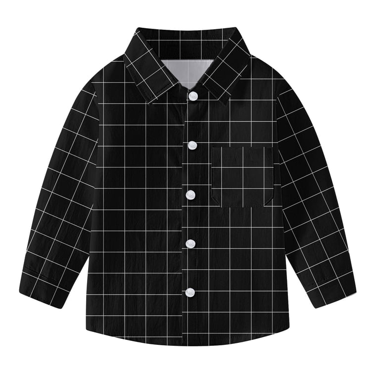 18 month black dress shirt CINVREST Boys' Long Sleeve Oxford Dress Shirts Kids and Toddlers Casual Button Up Collared Shirt Blouses for 6m-8t, 12-18 Months Black, Boy's