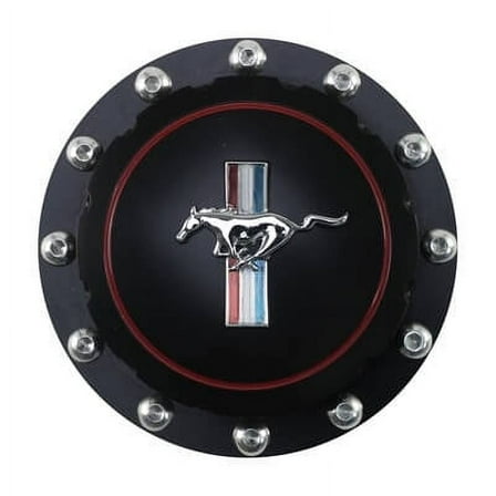 Scott Drake B-9030-H-BK Billet Fuel Cap Black Horse Emblem