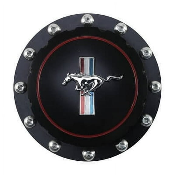 Scott Drake B-9030-H-BK Billet Fuel Cap Black Horse Emblem