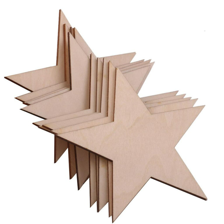 36 Pieces Blank Wood Cutouts Unfinished Wood Pieces for DIY Arts Craft  Project, Decoration, Gift Tags (Star)