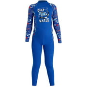 Kids Wetsuit Long Sleeve Surfing Clothes Sun Resistant Child Wet Suit Kid Swim Clothing Swimming Wear for Boys Girls Wearing,Blue,XXL