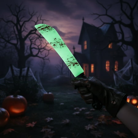 KRQAP Halloween Luminous Bloods Blade Prop Knife Simulation Plastic Kitchen Knife Machetes And Machetes Horror Bloods Stain Cos Performance Equipment Home Items on Sale