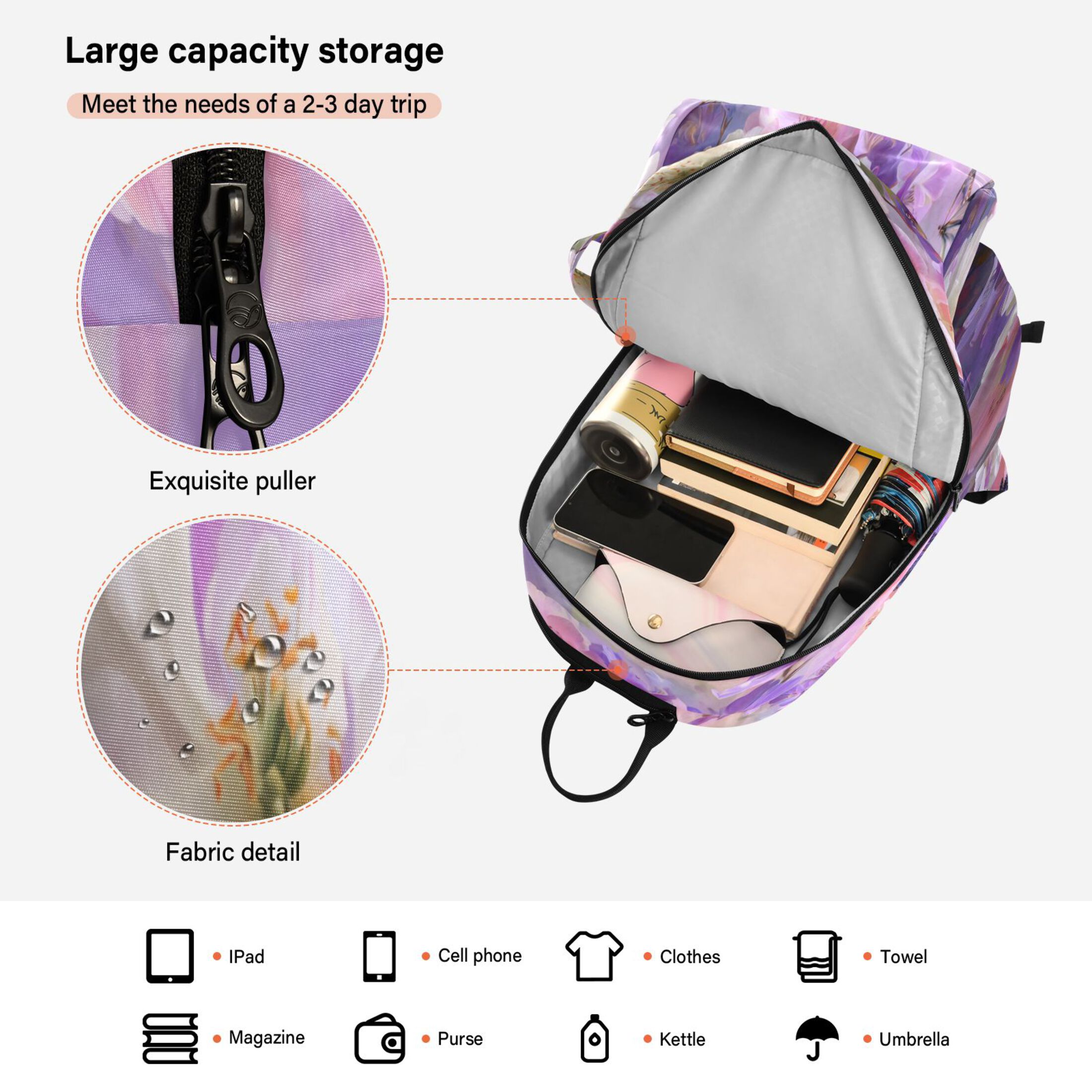 2 Racquet Holder Tennis Backpack Tennis Racket Covers Gym Bags Beautiful Spring Flowers