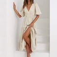 thumbnail image 4 of Vestido ajustado con mangas abullonadas Vintage para mujer Vestido largo sexy Color sólido Traje diario FLhrweasw Nuevo, 4 of 9