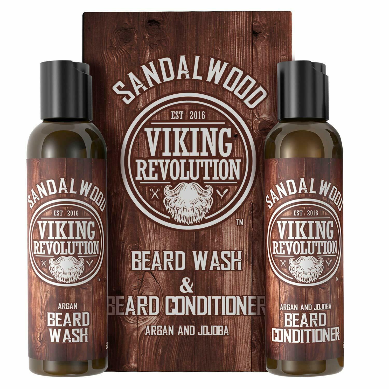 Viking Revolution - Beard Wash & Beard Conditioner - Christmas Gifts For  Men - Beard Shampoo & Beard Oil - Sandalwood, 10 Oz 