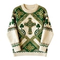 thumbnail image 4 of St Patricks Day Sweatshirt Women Clover Shamrock Knit Sweater Crew Neck Long Sleeve Irish Ireland Tops Loose Green L, 4 of 4