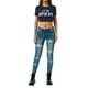 thumbnail image 1 of VISgogo Mujeres Casual Crop Tops, Adultos Letra y Corazón y Estampado de Flores Camiseta de Manga Corta Cuello Redondo VISgogo moda, 1 of 9