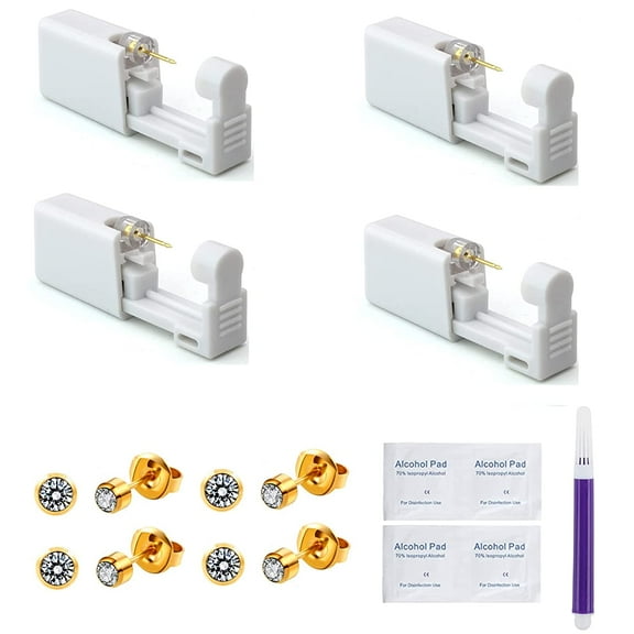 Ziediop Self Disposable Ear Piercing Gun Kit Tools, (4 Pack)