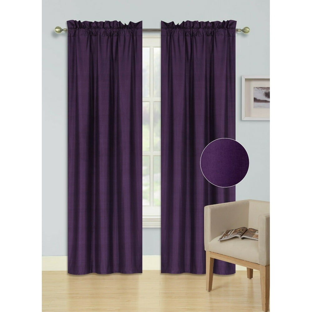 R64 Purple 2Pc Blackout Room Darkening Window Curtain Treatment Set