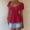 Hot Pink, variant on Women's Short Puff-Sleeve Ruched Neckline Peplum Blouse with Front Drawstring - Polyester