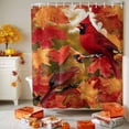 thumbnail image 3 of Shower Curtain 48"W x 72"L Fall Thanksgiving Cardinals Maple Leaves Fabric Shower Curtains Set with Hooks Water Repellent Bathroom Curtains Machine Washable Bathroom Accessories, 3 of 6