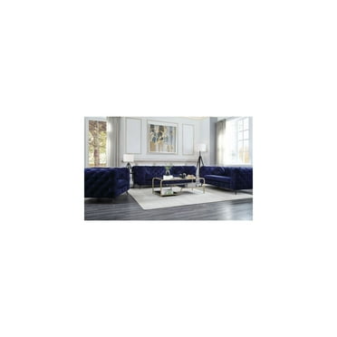 HomeStock French Country Sofa, Blue Fabric (1Pc/1Ctn)