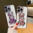 thumbnail image 2 of Funda Protectora De Lente De Silicona Suave De Arena Movediza Líquida Para Teléfono Conejo Encantador Para iPhone 11 12 13 14 Pro Max 14 Plus Cubierta Trasera Transparente, 2 of 4
