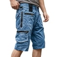thumbnail image 5 of lcziwo Solid Color Shorts Men with Zip Pockets Denim Holiday Outdoor Trunks Beach Fishing Travel Work Shorts Blue L, 5 of 8